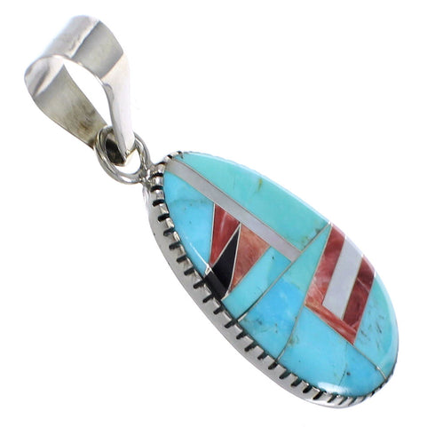 Genuine Sterling Silver And Multicolor Southwest Pendant VX64484